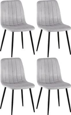 Produktbild von CLP 4er Set Stühle Dijon mit Lehne grau Material Samt