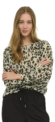 Produktbild von KAFFE Langarm Bluse KAsimi Damen Bluse Langarm Rundhals Print Shirt 34, Leopard