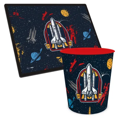 Produktbild von ITENGA Papierkorb Schreibtischunterlage Set - ca. 11 Liter - WELTRAUM