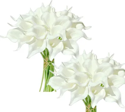 Produktbild von Künstliche Calla-Lilien aus Seide, 34,3 cm, 20 weiße Blumen, für Muttertag, Ostern, Zuhause, Küche, Hochzeitsdekorationen