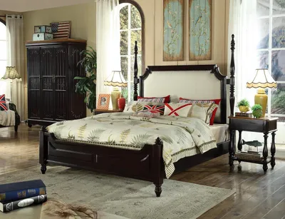 Produktbild von Amerikanische Holz Betten Luxus Echtholz Möbel Schlafzimmer Bett 3tl. Set Neu