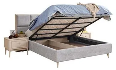 Produktbild von Schlafzimmer Komplett Design Einrichtung Bett 2x Nachttische Luxus Schminktisch