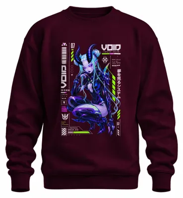 Zdjęcie produktu dla Bluza z kapturem, styl cyberpunk, motyw: demon, anime, odzież techniczna, Japonia, styl Y2K, manga, kolor: burgundowy, rozmiar: XL