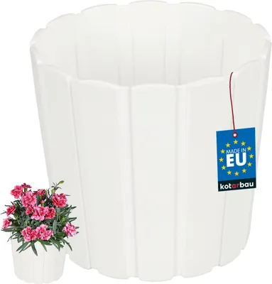 Image de KOTARBAU® Pot de fleurs Pot de plantes ⌀ 15 cm H : 13 cm Blanc Pot de plantes en plastique pour plantes d'intérieur Pots de fleurs Grand extérieur Cache-pot Balcon Décoratif