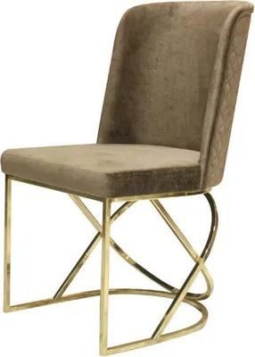 Produktbild von Designer Esszimmerstuhl Küchenstuhl Polsterstuhl Gold Edelstahl Luxus