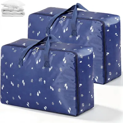 Produktbild von 2 Stück 105L Wasserdicht Oxford Umzugstaschen 70×50×30cm | Große Aufbewahrungstasche mit reißverschluss für Bettdecken, Kleidung, Umzug und Bettzeug Aufbewahrung