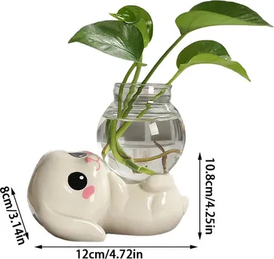 Produktbild von Kawaii Deko Vase Hase aus Keramik und Glas