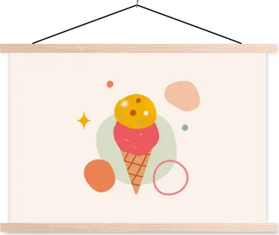 Produktbild von MuchoWow® Textilposter Eiscreme - Sommer - Farben 120x80 cm mit holzfarbenen Rahmen - Aufhängeset