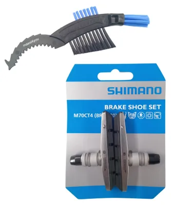 Produktbild von Shimano M70CT4 Bremsschuhe für V-Brake BR-T780 inkl. maxxi4you Fahrrad Kettenbürste