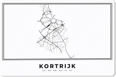 Produktbild von MuchoWow® Mauspad Mousepad Karte - Stadtplan - Kortrijk - Belgien - Schwarz und weiß 27x18 cm - Mousepads - Maus Mat - Pad - Mausunterlage - Büroartikel - Desk Matten