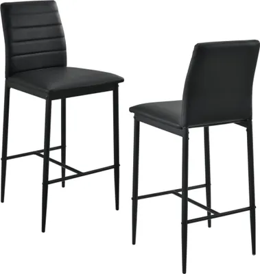 Obrázek produktu pro In And OutdoorMatch barová židle Zude - sada 2 kusů - Barová židle s opěradlem - černá - Imitace kůže 96x43x47cm