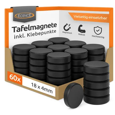 Produktbild von ECENCE Magnete für Magnettafel 60 Stück, Ferrit Magnet, starke Haftmagnete für Kühlschrank, Whi