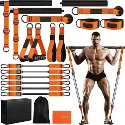 Zdjęcie produktu dla INF Zestaw do ćwiczeń Pilates z taśmami oporowymi 270lbs - Trening w domu i sprzęt pomocniczy, 17 elementów