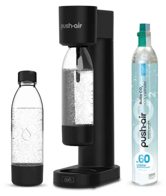 Produktbild von DAFI Wassersprudler Pushair inkl. 1 Co2 Zylinder und 2x 0,7l Flasche schwarz