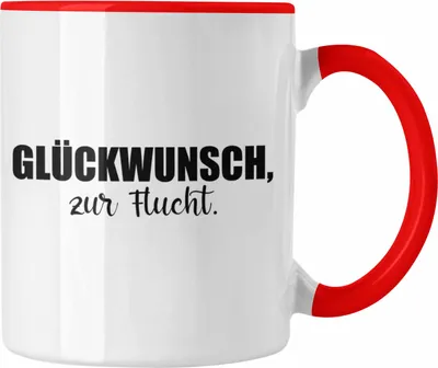 Produktbild von Jobwechsel Tasse Geschenk Kollegin Kollege Lustig Abschiedsgeschenk Sprüche - Glückwunsch Zur Flucht (Rot)