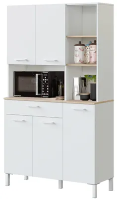 Produktbild von Habitdesign, großer Küchenhochschrank mit Mikrowellenfach, 5 Türen und 1 Schubla