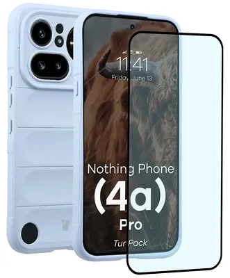 Produktbild von Robuste Handyhülle + gehärtetem Glas für Nothing Phone (4a) Pro, Bizon Tur Pack, Hellblau