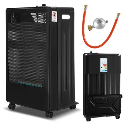 Immagine prodotto di Stufa a gas portatile ISOISL Blue Flame, 2200 W/3800 W, con regolatore di pressione e tubo flessibile, dotata di 5 ruote girevoli