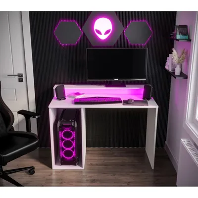Obrázek produktu pro Počítačový stůl LAMAR 2 s LED osvětlením - bílý