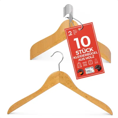Produktbild von MAWA HolzKleiderbügel, 10er-Set, 45 cm, Natur, - & umweltfreundlich