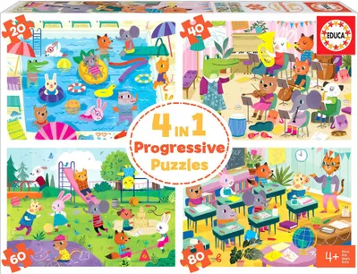 Immagine prodotto di Puzzle 20+40+60+80 pezzi Giorno a Scuola Educa 18904