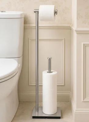 Freistehender Toiletpapierhalter, Edelstahl gebürstet, 51 cm
