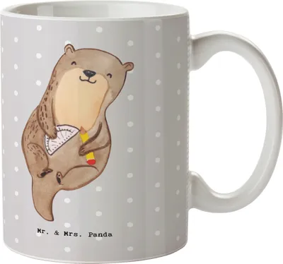 Produktbild von Mr. & Mrs. Panda Kaffeebecher Technischer Zeichner Herz - Grau Pastell - Geschenk, Tasse, Kaffeetasse, Pott, Teetasse, haferl