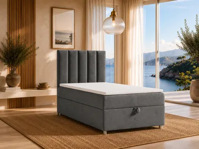 Produktbild von Best for Home Boxspringbett mit Bettkasten Trinity K10-SINGLE 100x200 Bonellfederkern inkl. Topper - Graphit, KI-generiertes Bild