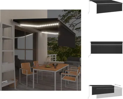 Produktbild von vidaXL Markise Manuell Einziehbar mit Rollo & LED 4x3 m Anthrazit - Markisen