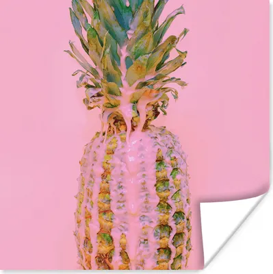 Produktbild von MuchoWow® Poster Farbe - Ananas - Rosa - Sommer 50x50 cm - Wohnzimmerdekoration