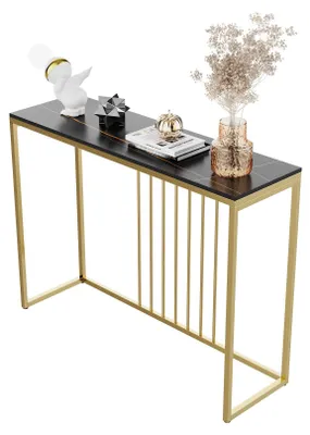 Consoletafel Sinterstein weiß-gold 100x30x78,5 cm