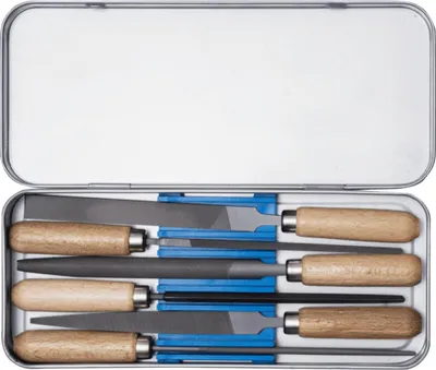 Produktbild von PFERD Schlüsselfeilen-Set mit Holzheft 6-tlg. 100mm Hieb 2 für filigrane Feilarbeiten (265 K), Datensatz, Aluminium, Messing, Bronze, Eisenguss, Gussstahl, Kupfer, Stahl, Zink, 100 mm, Deutschland