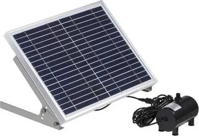 Obrázek produktu pro Solární čerpadlo pro fontány – jezírka a akvária – 1000 l/h – solární panel 17 V, 10 W – výtlak >2,5 m – max. výška vody 200 cm – DC 6–24 V – bez akumulátoru – černá barva