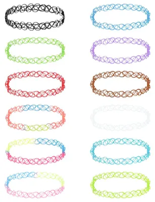 Produktbild von MXTIMWAN 12 Stück Choker Halskette Set, Stretch Choker, Tattoo Kette, Gummi Hals