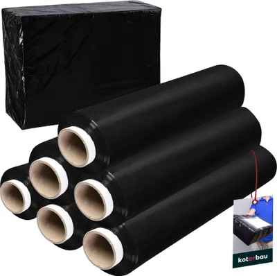 Immagine prodotto di KOTARBAU® 6 rotoli film da imballaggio film estensibile 2,6 kg | L 350 m W 50 cm | film estensibile nero film da imballaggio rotolo film mobile per mobili film da imballaggio film estensibile 500mm