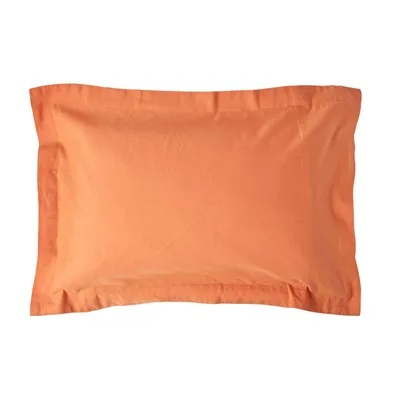 Immagine prodotto di HOMESCAPES Federa in lino con orlo a giorno Arancione bruciato, 48 x 74 cm