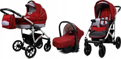Produktbild von BabyLux® Largo | 3in1 Kinderwagen Set | Chili Silver | Kombikinderwagen | Kinderwagenset | Buggy