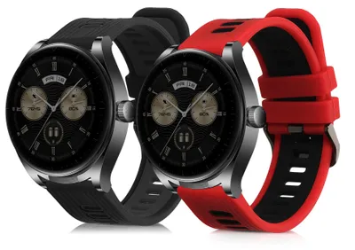Produktbild von kwmobile 2x Uhrenarmband für Huawei Watch Buds / GT3 SE Armband - Fitnesstracker Band Set aus TPU Silikon - Ersatzarmband Smartwatch - Schwarz Grau