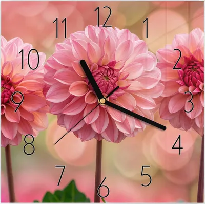 Produktbild von Wanduhr aus Glas mit Motiv Drei Blumenblüten- 30 x 30 cm - inkl. Aufhängesystem