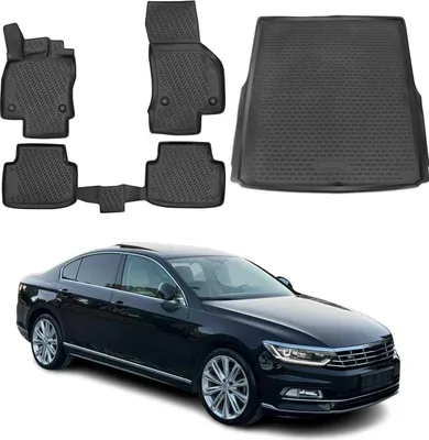 Obrázok produktu pre Sada podlahových rohoží a vložiek do batožinového priestoru pre VW Passat B8 sedan 2014-2019 TPE čierna