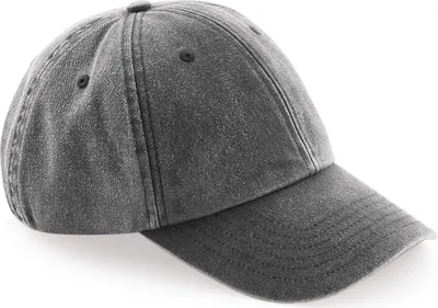 Produktbild von Beechfield Uni Vintage Denim-Look Kappe BC3684 (Einheitsgröße) (Vintage Schwarz)