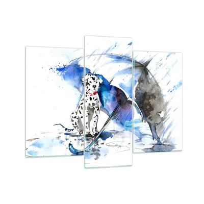 Produktbild von Bilder auf glas - Hund Regenschirm Regen Wetter - 130x100cm - Glasbilder - Wandbilder - Kunstdruck - zum Aufhängen bereit - Wanddekoration aus Glas - Glas Bilder - Wandbild auf Glas - GCB130x100-3044