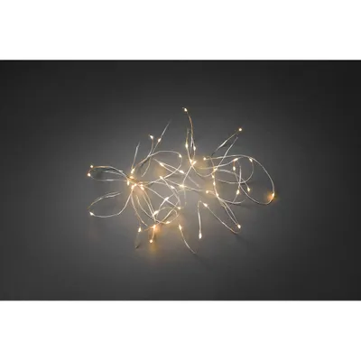 Immagine prodotto di Catena luminosa a goccia Konstsmide LED, 50 diodi color ambra, trasformatore interno 3V, filo color argento - 6386-890
