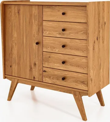 Produktbild von Kommode Jetro Wildeiche massiv 100x105x50 cm 5 Schubladen und 1 Tür