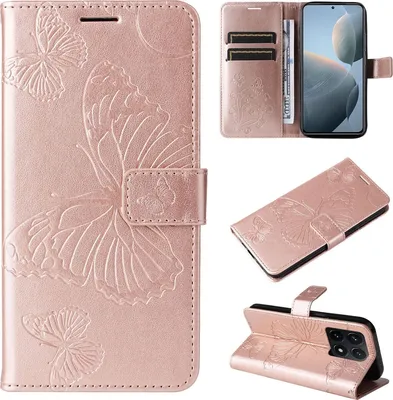 Produktbild von Mobigear Butterfly  Xiaomi 14T Hülle Klapphülle Geldbörse - Roségold
