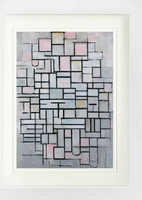 Obrázek produktu pro Piet Mondrian Zarámovaný obraz s elegantním paspartováním | Obrazy na zeď | V rámu - Kompozice IV, 1914 (40 x 30 cm)