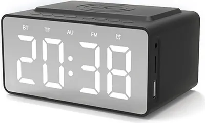 Obrázok produktu pre Bezdrôtový reproduktor s technológiou Bluetooth, podporuje bezdrôtové nabíjanie, výstup USB 5 V, podporuje vstup AUX/prehrávanie z TF kariet/FM rádio, mikrofón pre handsfree hovory, čierny