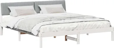 Zdjęcie produktu dla Rama łóżka Biały i jasnoszary 180 x 200 cm Lite drewno sosnowe