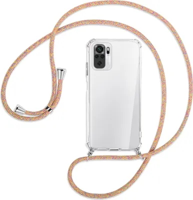 Produktbild von Handykette Backcover-Schutzhülle mit Band (Metall silberfarben) für Xiaomi Redmi Note 10 4G - Rainbow