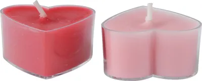 Produktbild von Teelichter Kerzen Paraffin 2x4cm Herzen 4 Stück Rot / Rosa